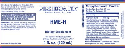 Pure Herbs HME-H source label used in the packaging illustration
