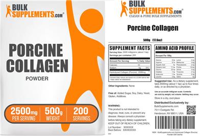 BulkSupplements.com Porcine Collagen Powder 2500 mg product packaging