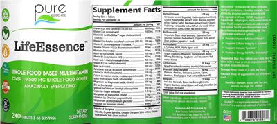 Pure Essence LifeEssence source label used in the packaging illustration