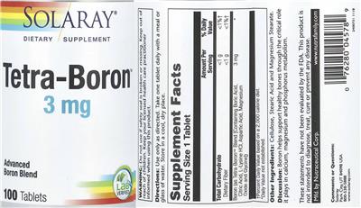 Solaray Tetra-Boron 3 mg product packaging