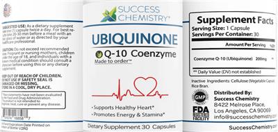 Success Chemistry Ubiquinone source label used in the packaging illustration