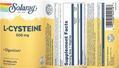 Solaray L-Cysteine 500 mg product packaging