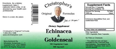 Christopher's Original Formulas Echinacea & Goldenseal source label used in the packaging illustration