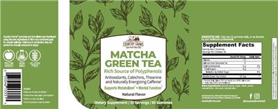 Country Farms Matcha Green Tea Natural Flavor source label used in the packaging illustration