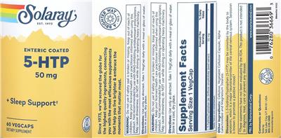 Solaray 5-HTP 50 mg source label used in the packaging illustration