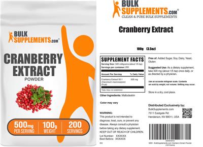 BulkSupplements.com Cranberry Extract Powder 500 mg product packaging