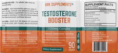 KRK Supplements Testosterone Booster 1200 mg source label used in the packaging illustration