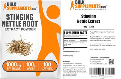 BulkSupplements.com Stinging Nettle Extract Powder 1000 mg product packaging