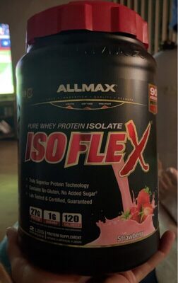 ALLMAX ISOFLEX Strawberry source label used in the packaging illustration