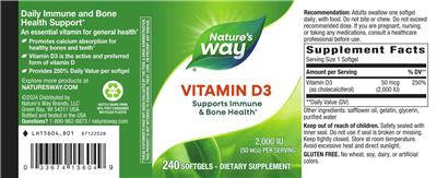 Nature's Way Vitamin D3 2000 IU (50 mcg) product packaging