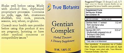 True Botanica Gentian Complex source label used in the packaging illustration