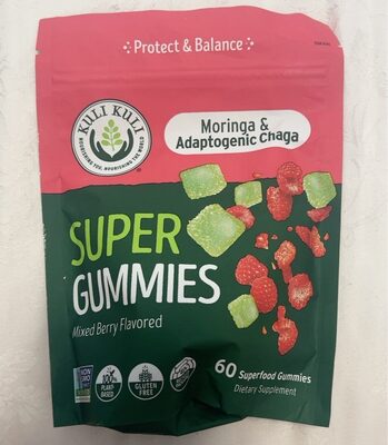 Kuli Kuli Superfood Gummies Mixed Berry Flavored source label used in the packaging illustration