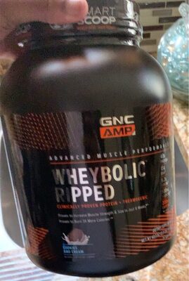 GNC AMP Advanced Muscle Performance Wheybolic Ripped Cookies and Cream source label used in the packaging illustration