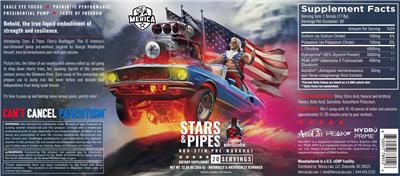 Merica Labz Stars & Pipes Cherry Bootlegger source label used in the packaging illustration