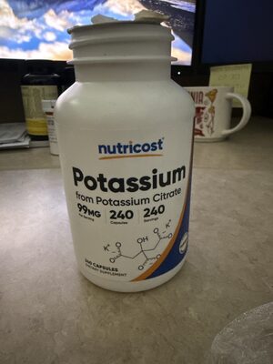 Nutricost Potassium 99 mg source label used in the packaging illustration