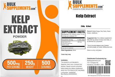 BulkSupplements.com Kelp Extract Powder 500 mg product packaging