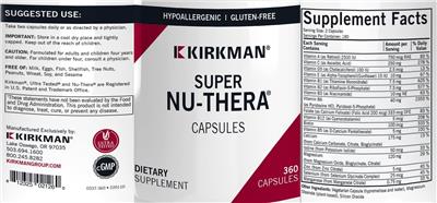 Kirkman Super Nu-Thera Capsules source label used in the packaging illustration