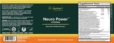 Dr. Gumman’s Integrative Neuro Power source label used in the packaging illustration