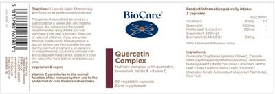 BioCare Quercetin Complex source label used in the packaging illustration