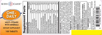 Geri-Care One-Daily Multi-Vitamin with Minerals source label used in the packaging illustration