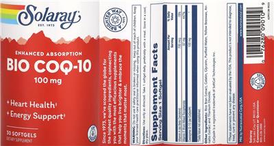 Solaray Bio CoQ-10 100 mg Enhanced Absorption source label used in the packaging illustration
