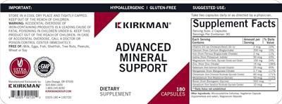 Kirkman Advanced Mineral Support source label used in the packaging illustration