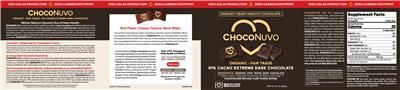 ProCaps ChocoNuvo 91% Cacao Extreme Dark Chocolate source label used in the packaging illustration