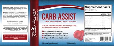 Divine Health Carb Assist source label used in the packaging illustration