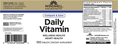 Windmill Daily Vitamin source label used in the packaging illustration