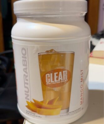 NutraBio Performance Clear Protein Mango Mist source label used in the packaging illustration