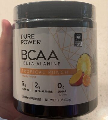 Pure Power BCAA + Beta-Alanine Tropical Punch source label used in the packaging illustration