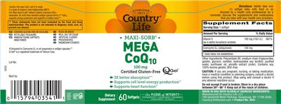 Country Life Mega CoQ10 100 mg product packaging
