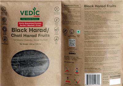 Vedic Herbs Black Harad / Choti Harad Fruits product packaging