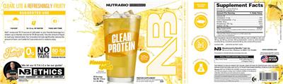 NutraBio Performance Clear Protein Pineapple Splash source label used in the packaging illustration