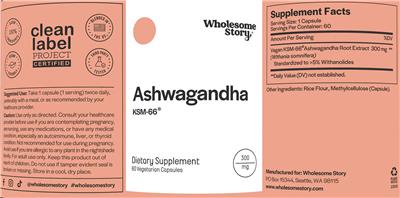 Wholesome Story Ashwagandha KSM-66 300 mg product packaging