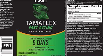 GNC TamaFlex source label used in the packaging illustration