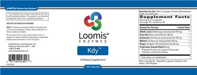 Loomis Enzymes Kdy source label used in the packaging illustration