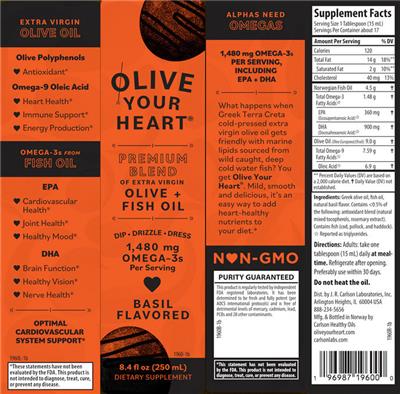 Carlson Olive Your Heart Basil Flavored source label used in the packaging illustration