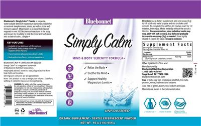 Bluebonnet Simply Calm Powder Unflavored product packaging