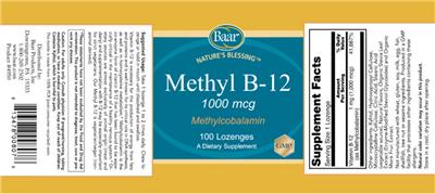 Baar Nature's Blessing Methyl B-12 1000 mcg source label used in the packaging illustration