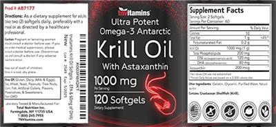 tnvitamins Ultra Potent Omega-3 Antarctic Krill Oil with Astaxanthin 1000 mg product packaging