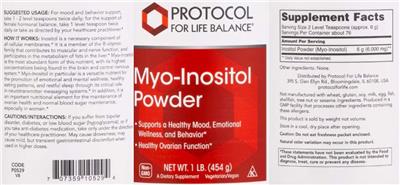 Protocol For Life Balance Myo-Inositol Powder source label used in the packaging illustration