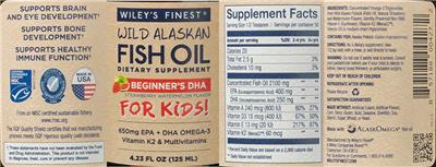 Wiley's Finest Wild Alaskan Fish Oil Beginner's DHA For Kids! Strawberry Watermelon Flavor product packaging