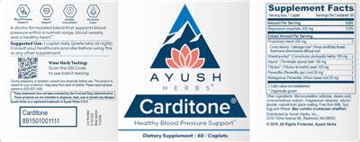 Ayush Herbs Carditone source label used in the packaging illustration