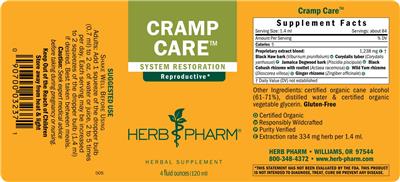 Herb Pharm Cramp Care source label used in the packaging illustration
