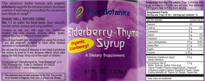 True Botanica Elderberry-Thyme Syrup product packaging