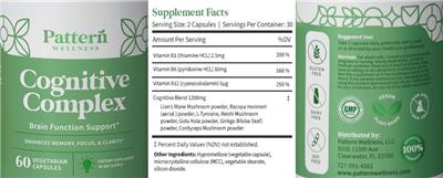 Pattern Wellness Cognitive Complex source label used in the packaging illustration