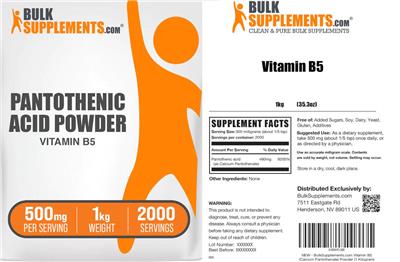 BulkSupplements.com Pantothenic Acid Powder 500 mg product packaging