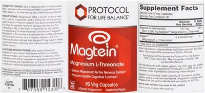 Protocol For Life Balance Magtein Magnesium L-Threonate product packaging