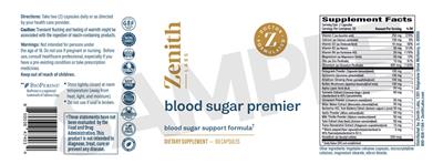 Zenith Labs Blood Sugar Premier source label used in the packaging illustration